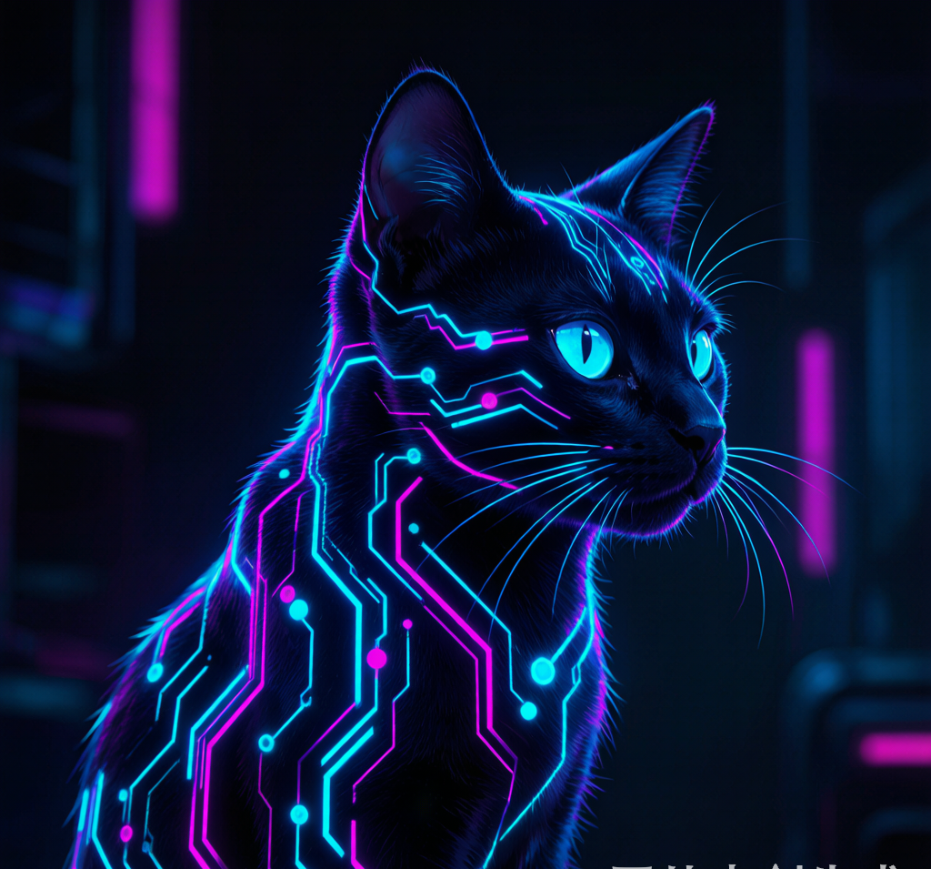 Cyberpunk neon cat sample