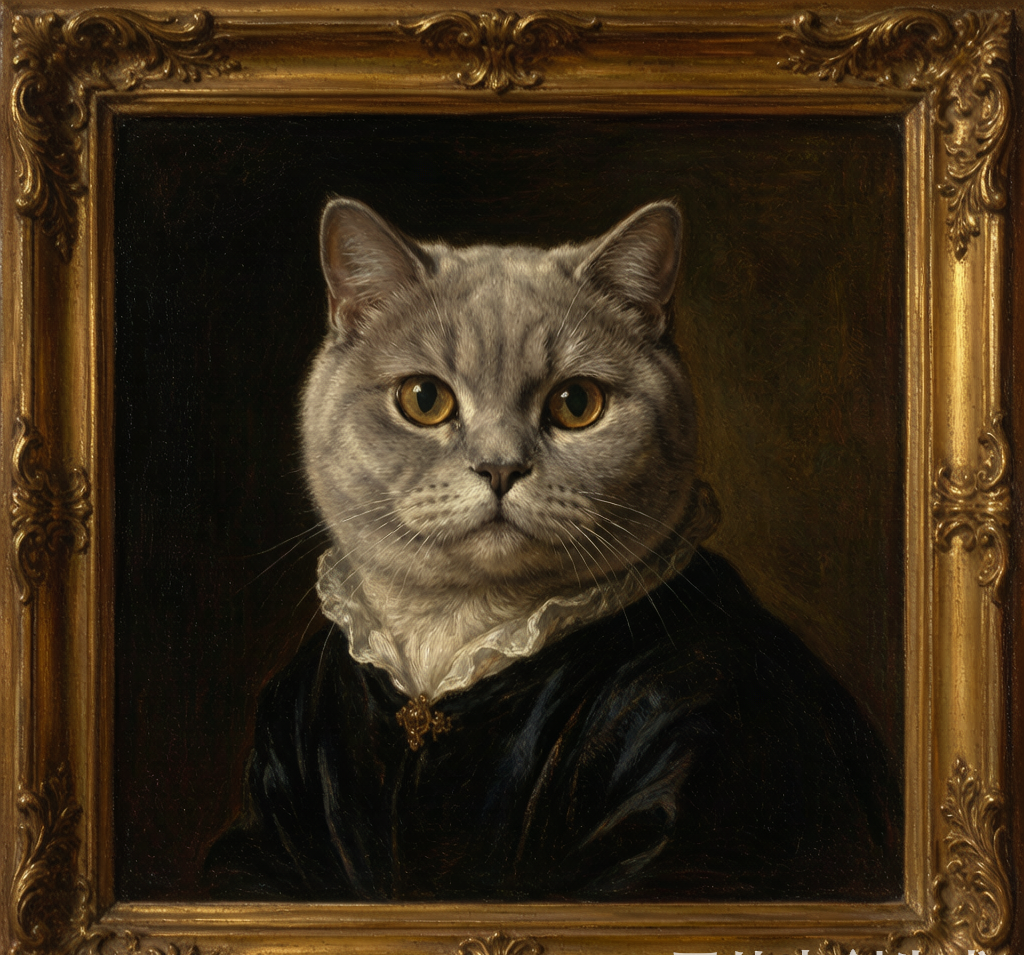 Oil painting cat portrait sample